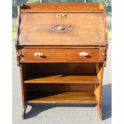 Herrlicher Antiker Englischer Edwardianischer Eichen Sekretär ca. 1910
