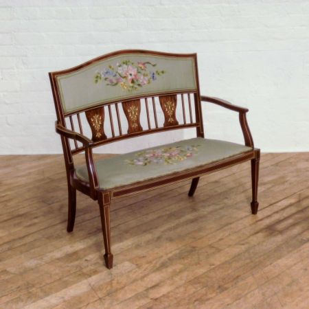 Original Antikes Englisches Edwardianisches Palisander Sofa ca. 1900