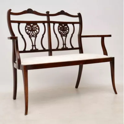 Original Englisches Antikes Edwardiansiches Mahagoni Sofa ca. 1890
