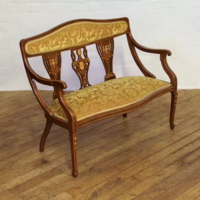 Edles Antikes Englisches Edwardianisches Mahagoni Sofa ca. 1905