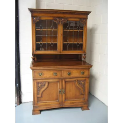 Prachtvoller Antiker Englischer Eichen Bücherschrank ca. 1910