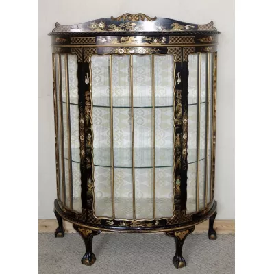 Chinoiserie Vitrine antik schwarz lackiert England 1920