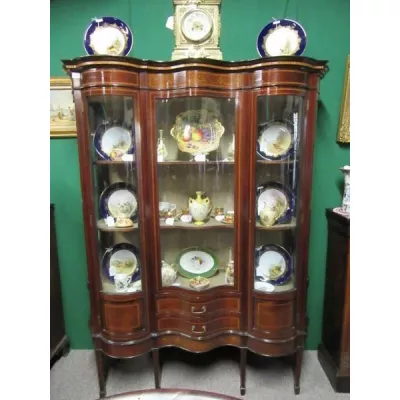 Antike original edwardianische Mahagoni Vitrine England 1890