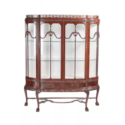 Antike Englische Chippendale Revival Mahagoni Vitrine ca. 1900