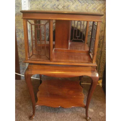 Edwardianisches Englisches Antikes Mahagoni Revolving Bookcase 1890