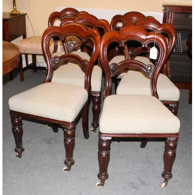 6 Original Antike Englische Viktorianische Mahagoni Esszimmerstühle ca. 1850