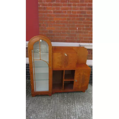 Art Deco Antike Nussbaum Vitrine England 1920