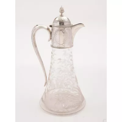 Original Antiker Englischer Edwardianischer Glas Claret Krug ca. 1905