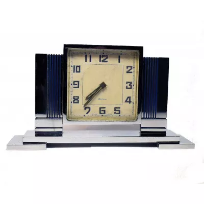 Stilvolle Englische Antike Chrom Art Deco Uhr ca. 1930