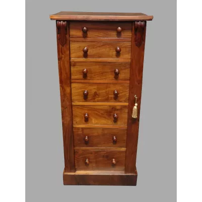 Original Antike Englische Viktorianische Nussbaum Wellington Kommode ca. 1880