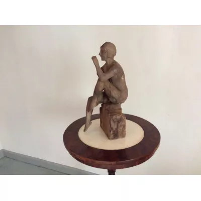 Original Antike Englische Art Deco Holz Skulptur ca. 1900