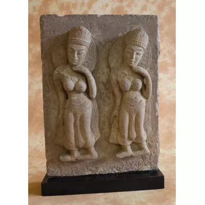  Indische Antike rote Sandstein Skulptur ca. 19. JH