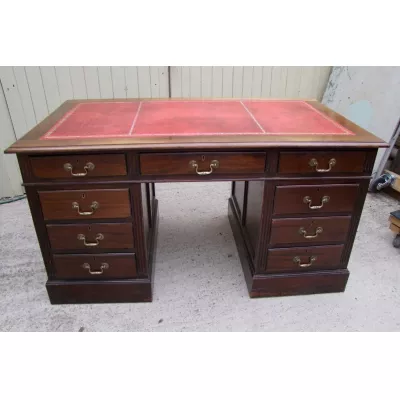 Original antiker Mahagoni Pedestal Schreibtisch englisch 19. Jh