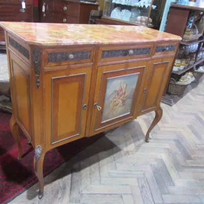 Französisches Sideboard Massivholz Marmor antik 1920