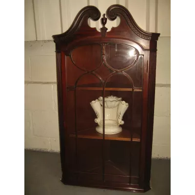 Antike Regency Mahagoni Vitrine Eckvitrine englisch 1920