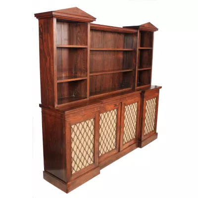 Original Antikes Englsiches Breakfront Palisander Bücherregal ca. 1820