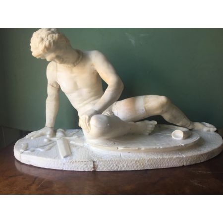 Original Antike Italienische geschnitzte Alabaster Figur "der sterbende gaul" 
