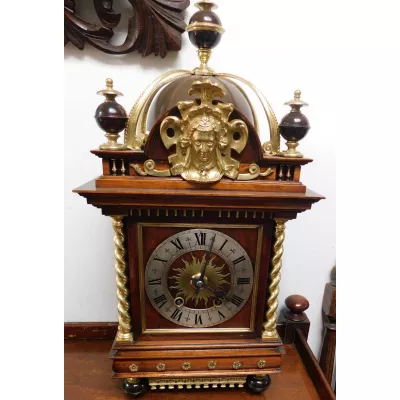 Große französische Mahagoni Messing Uhr original antik 1910