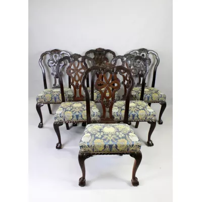 8 Original Antike Englische Mahagoni Esszimmerstühle ca. 1900
