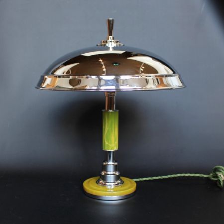 Zeitlose antike Art Deco Tischlampe Bakelit Metall Englisch 1930