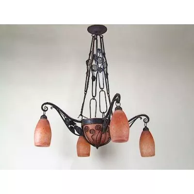 Französische Antike Daum Art Deco Deckenleuchte ca. 1920