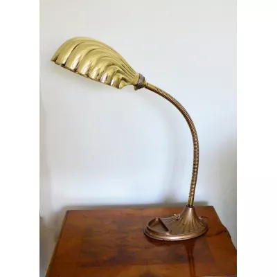 Herrliche Antike Englische Messing Schreibtischlampe ca. 1920