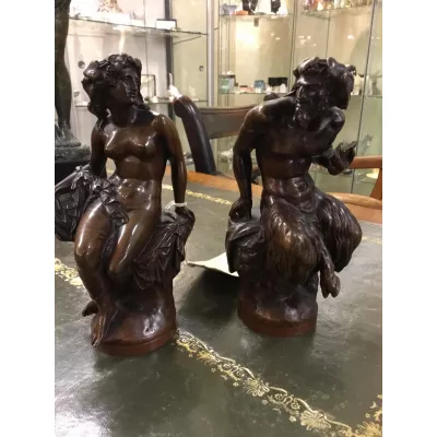 Orignal Antikes Französisches Paar Clesinger Bronzeskulpturen ca. 19. JH