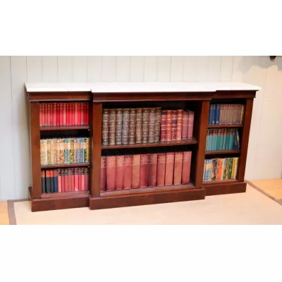 Erstklassiges Englisches Antikes Mahagoni Breakfront Offenes Bücherregal ca. 1870