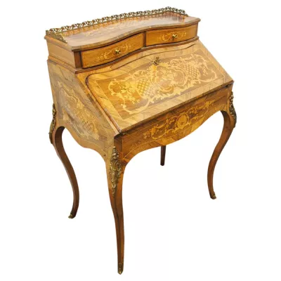 Original Antiker Französischer Nussbaum Damen Sekretär ca. 1880