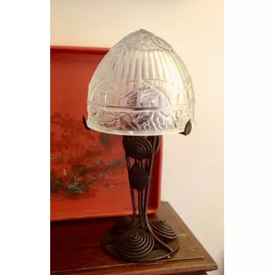 Tolle Englische Antike Art Deco Tischlampe Glaskuppel ca. 1930