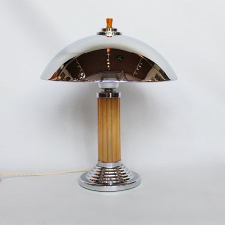 Hübsche Antike Englische Art deco Kuppel Tischlampe ca. 1930