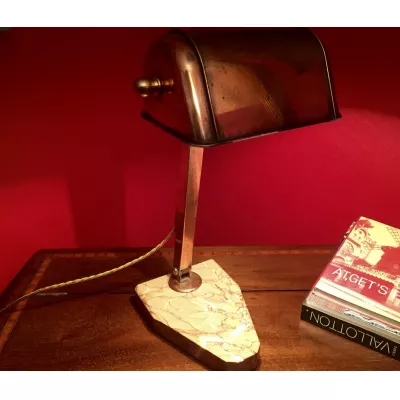 Traumhafte Antike Englische Schreibtischlampe Kupfer "fare" ca. 1930