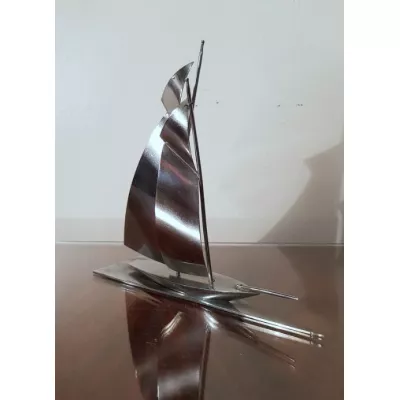 Französisiche Antike Chrom Bronze Segelschiff ca. 1930