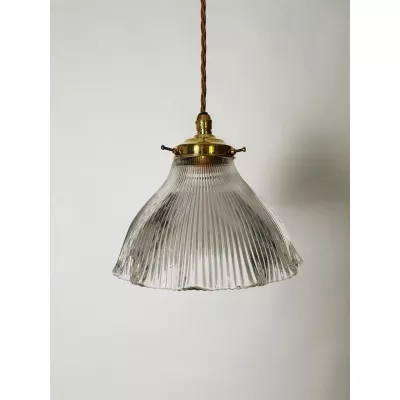 Original Antike Englische Edwardianische Holophane Deckenleuchte ca. 1900
