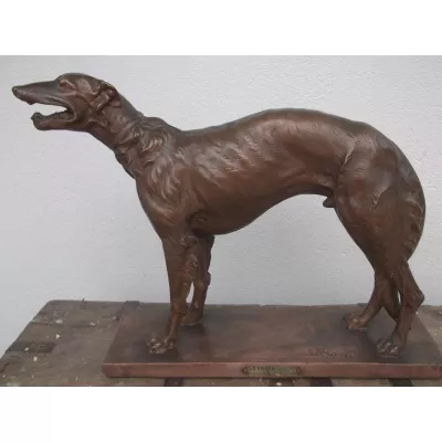 Französische Antike Terrakotta Skulptur Levrierhund ca. 1930