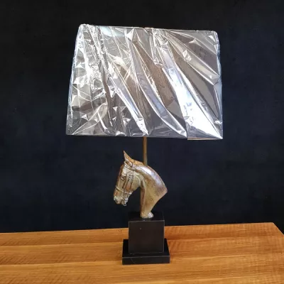 Original Antike Englische Art Deco Spelter Pferde Tischlampe ca. 1930