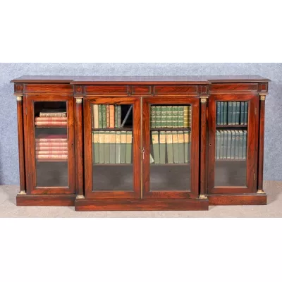 Hochwertiges Antikes Englisches Regency Palisander verglastes Bücherregal ca. 1800