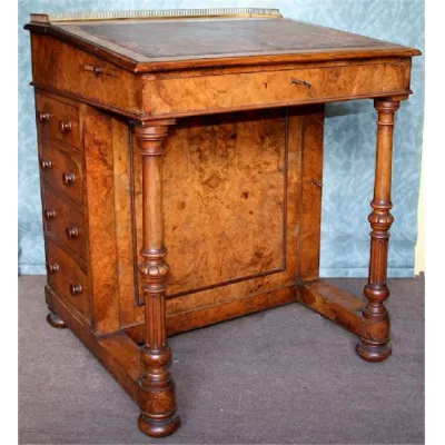 Viktorianischer Antiker Nussbaum Davenport Schreibtisch englisch 1860