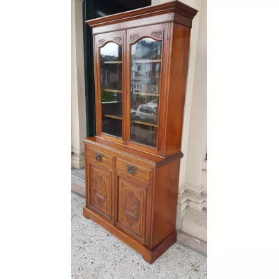Einmaliger Antiker Englischer Nussbaum verglaster Bücherschrank ca. 1900
