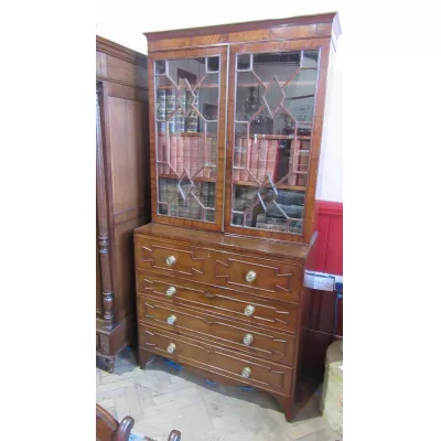 Original Antiker Englischer Georgianischer Mahagoni Sekretär Bücherschrank ca. 1750