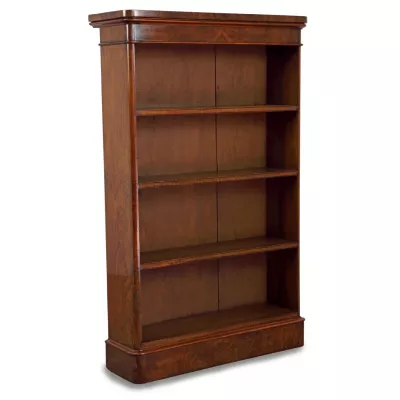 Feiner Englischer Antiker Offener Nussbaum Bücherschrank ca. 1870