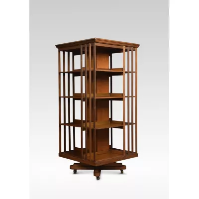 Original Antikes Engisches Edwardianisches Eichen Drehbücherregal ca. 1900
