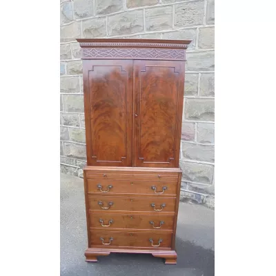 Original Antiker Englischer edwardianischer Mahagoni Schreibtisch Schrank ca. 1900