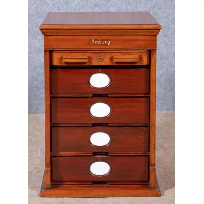 Original Antiker Englischer Nussbaum Amberg Schreibtisch Aktenschrank ca. 1910