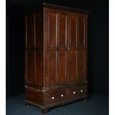 Großer, original antiker Schrank Kiefer Kleiderschrank Weichholz englisch Westcountry lackiert 19. Jh