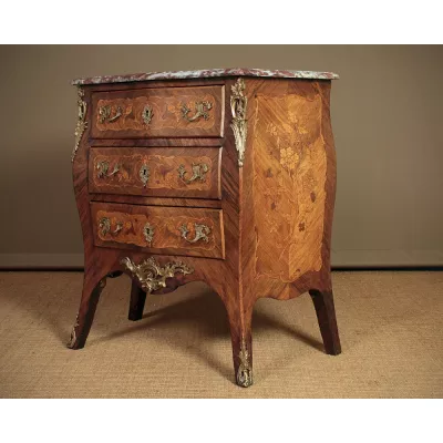 Kleine original antike französische Massivholz Kommode Marmor ca 1920