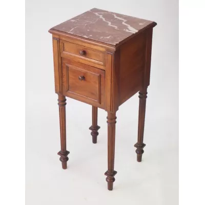 Antiker Nussbaum Nachtschrank Marmor original französisch ca 1890
