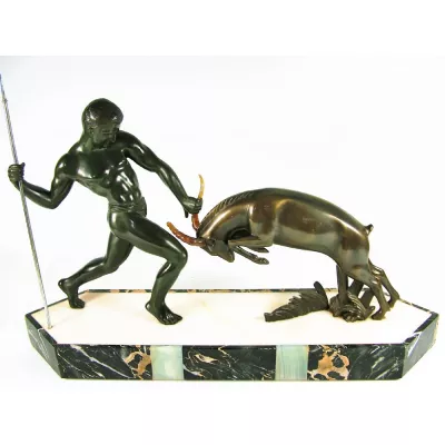 Schöne antike Art Deco Figur Bronze französisch "Jäger" von Kowas ca 1925