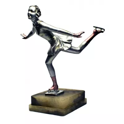 Original antike Art Deco Bronze Figur Eiskunstläuferin Josef Lorenzl ca 1930s