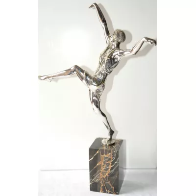 Original antike Art Deco Bronze Figur Tanzendes Mädchen Le Faguays ca 1925